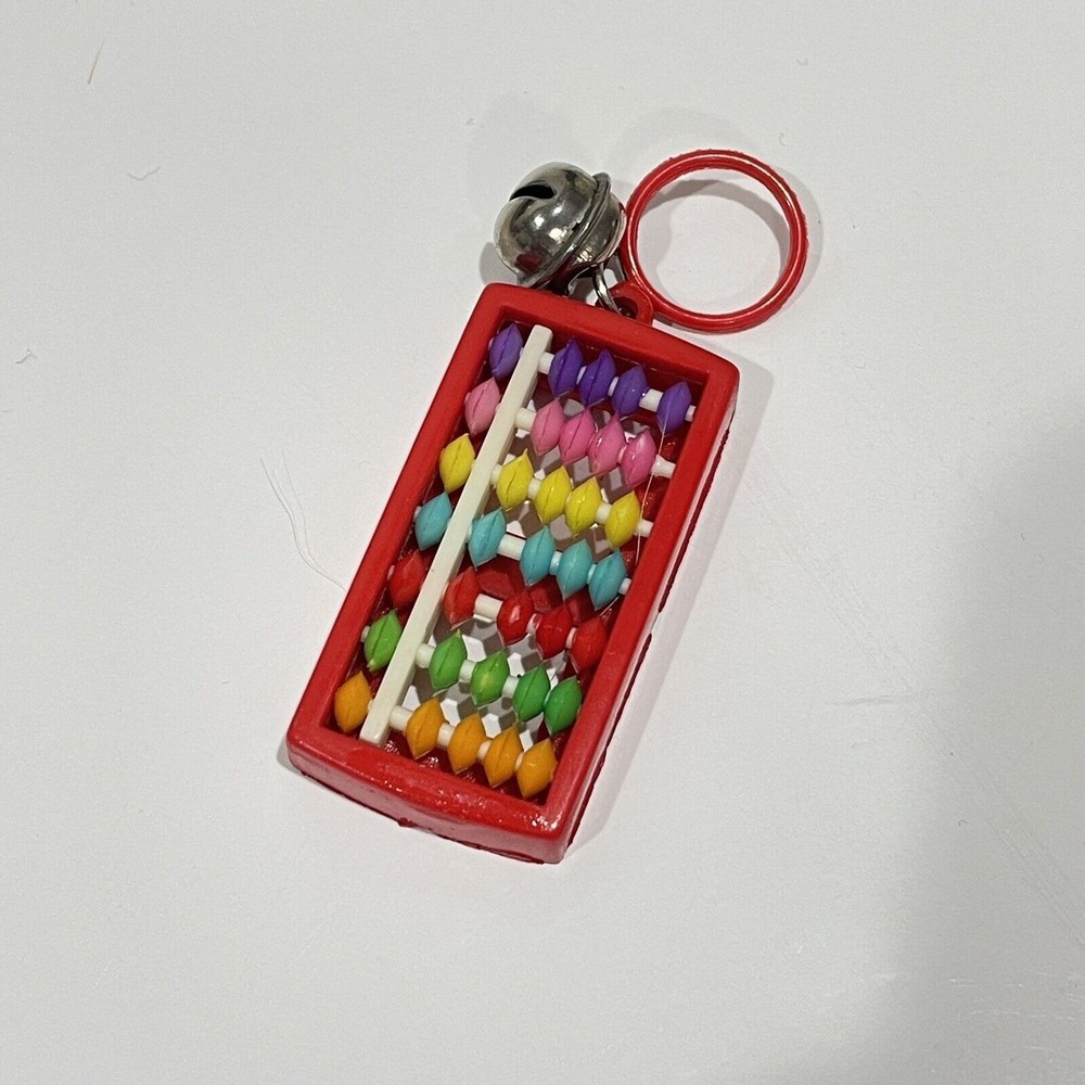 VINTAGE 1980'S RED RAINBOW ABACUS‎ BELL KEYCHAIN CHARM